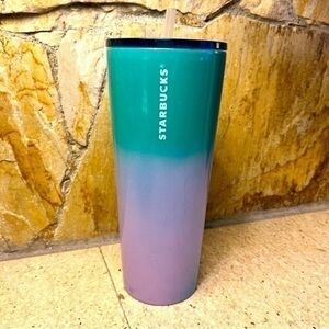 Starbucks 2022 Summer Stainless Blue Green Purple Ombre Tumbler 24oz Venti Cup